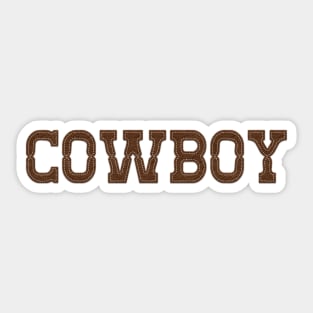 Cowboy Western Style Brown Font Felt Look Sticker